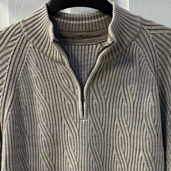 Tommy Bahama Cotton 1/2 Zip Weave Design Sweater Size XL - Picture 2 of 7
